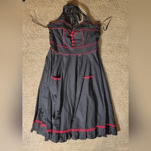 Hell Bunny Vintage Retro Black and Red Polka Dot Dress